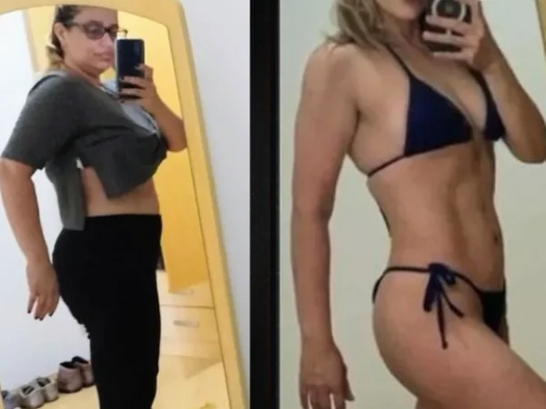 Antes e depois da aluna Viviane